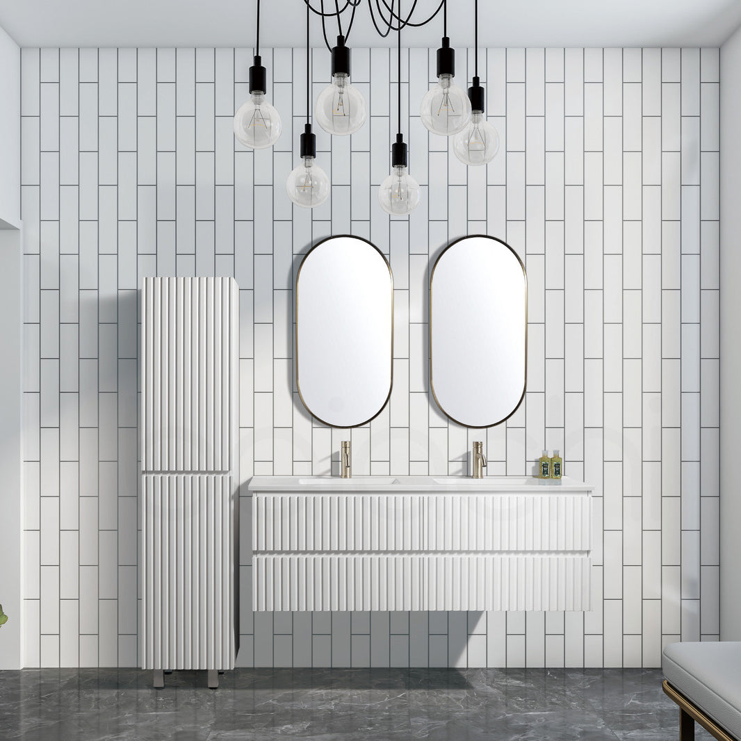 Oslo 1500mm PVC Wall Hung Bathroom Vanity Double Poly Marble Basin