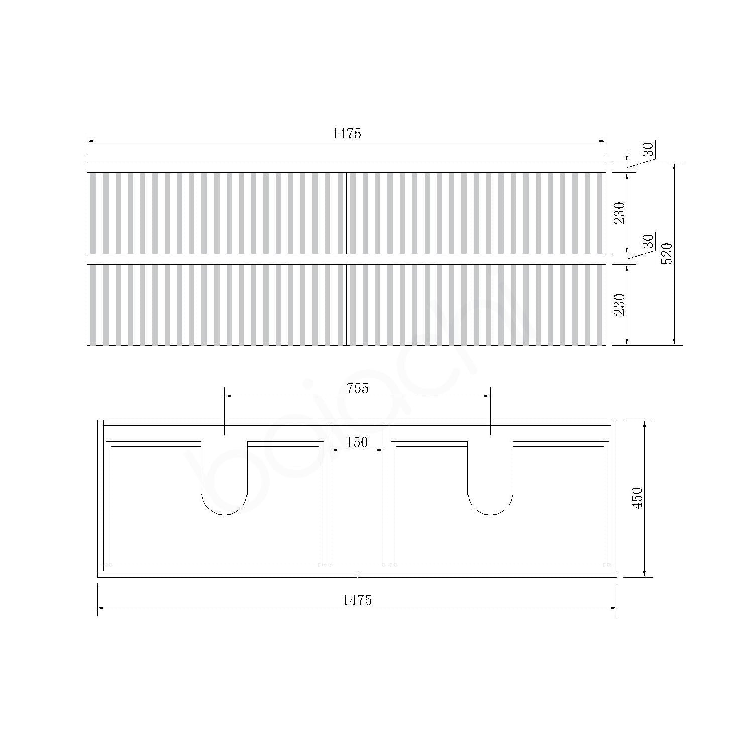 Oslo 1500mm PVC Wall Hung Bathroom Vanity Double Poly Marble Basin