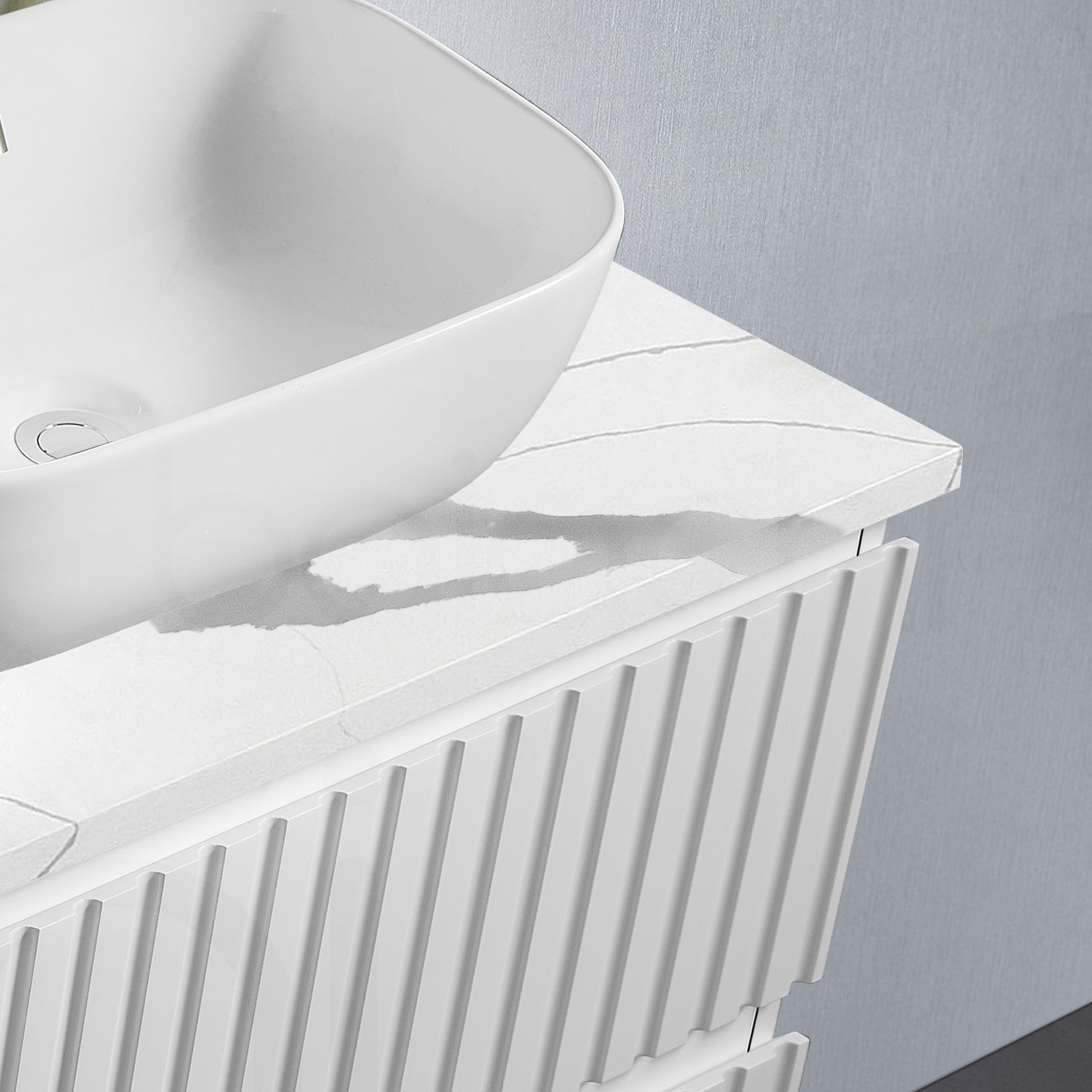 Oslo Plywood 750mm Wall Hung Bathroom Vanity Calacatta Stone