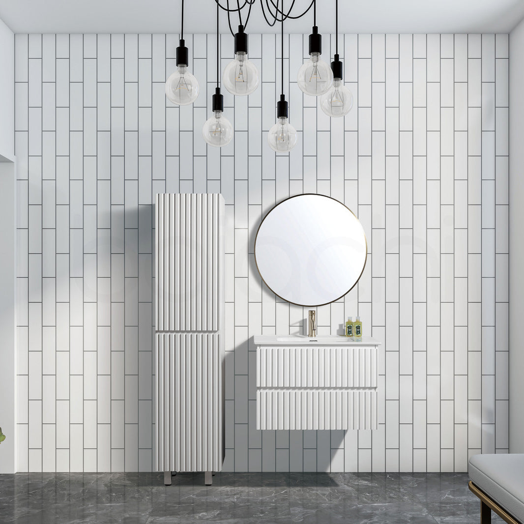 Oslo Plywood 750mm Wall Hung Bathroom Vanity White Stone