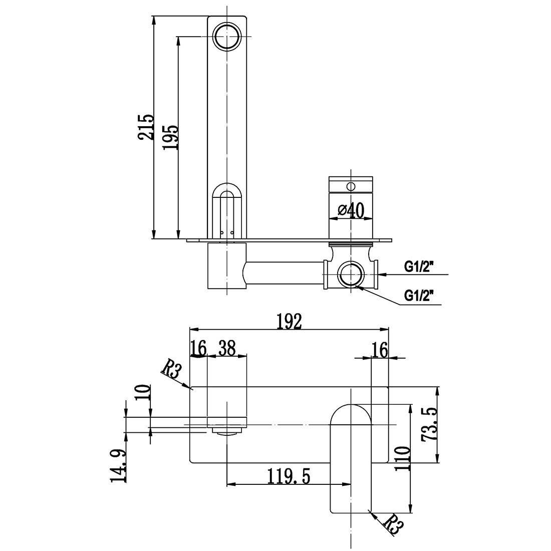 Ruki Wall Mixer With Spout Gun Metal