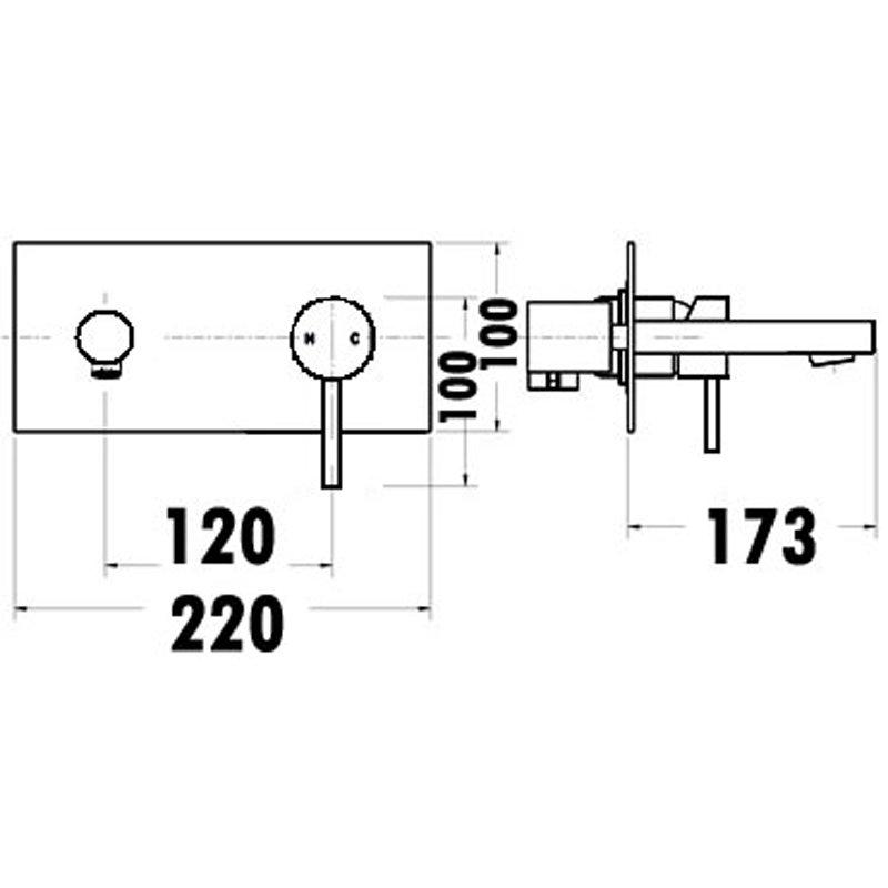 Otus Pin Handle Wall Basin Mixer With Spout Matte Black