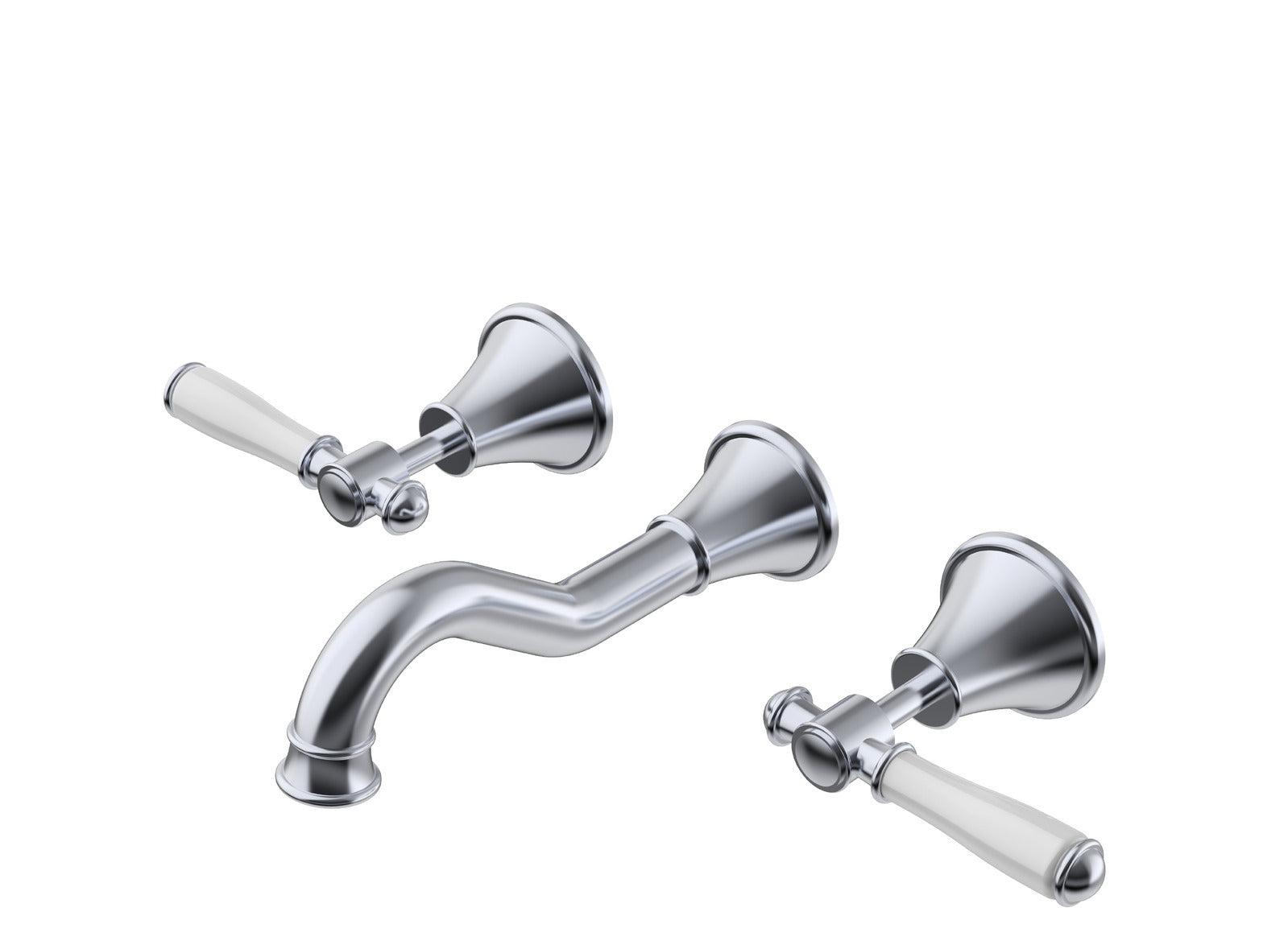 Ikon Clasico Bath Set Ceramic Handle Chrome