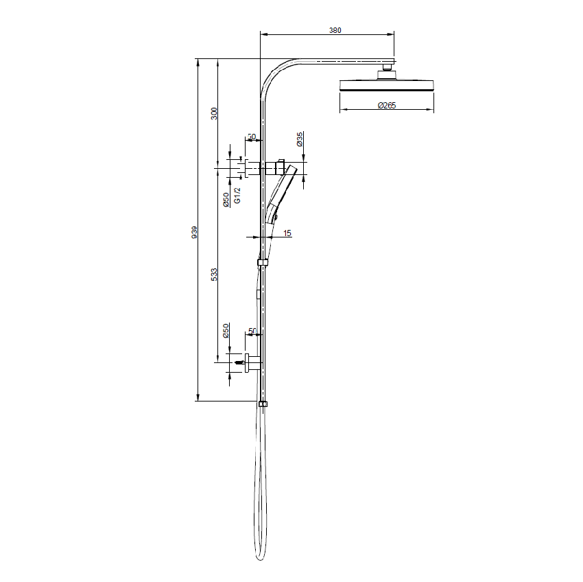 Sulu II Round Multi Function Shower Set Brushed Nickel