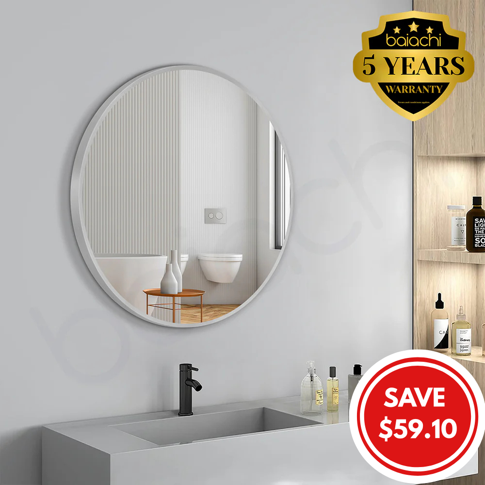 Baiachi Otus Round 600mm Frame Mirror Brushed Silver