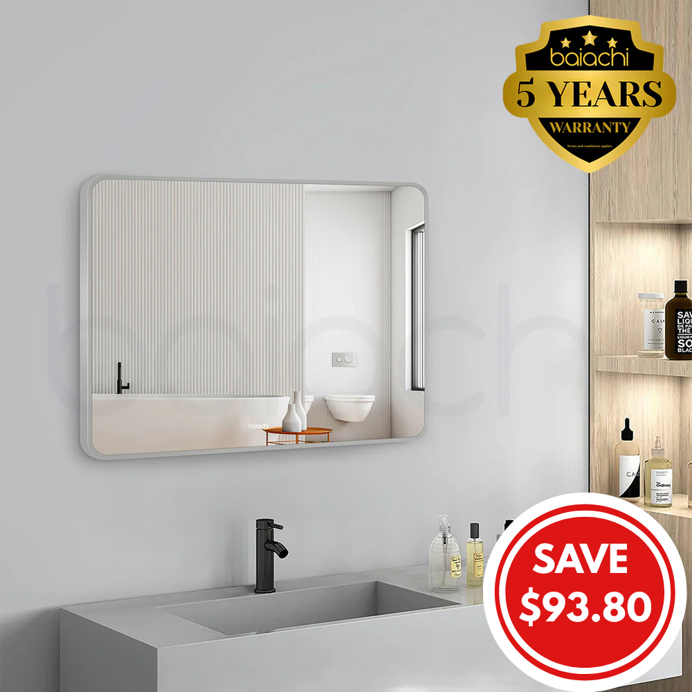 Baiachi Eden Rectangle 900mmx750mm Frame Mirror Brushed Silver