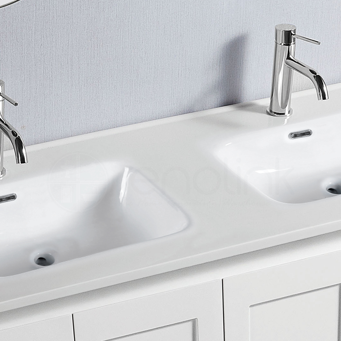 Shaker 1200mm PVC Bathroom Vanity Double Ceramic Basin