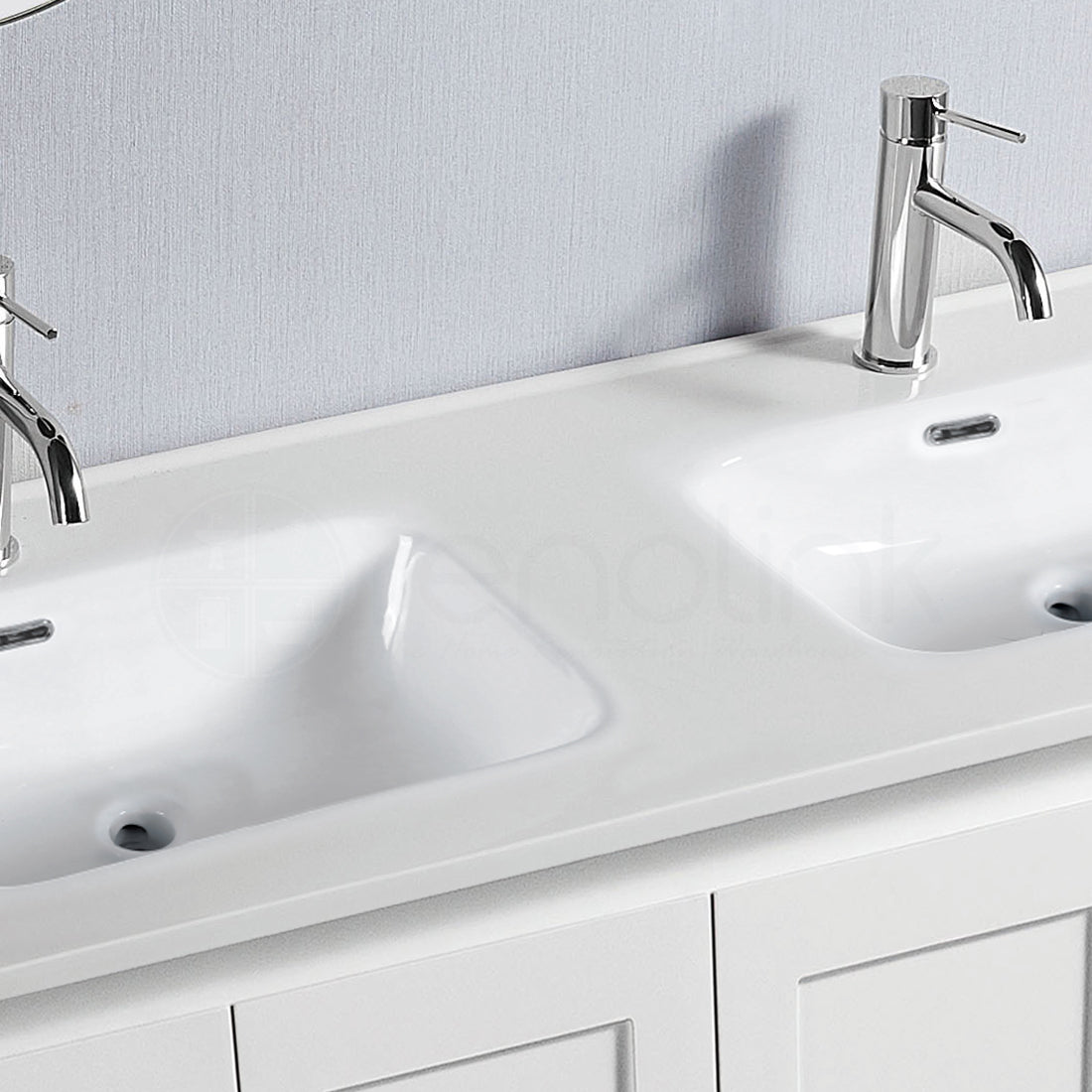 Shaker 1200mm PVC Bathroom Vanity Double Ceramic Basin