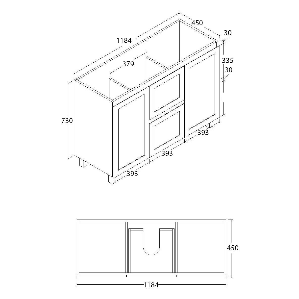 Shaker 1200mm Plywood Bathroom Vanity Ceramic Basin