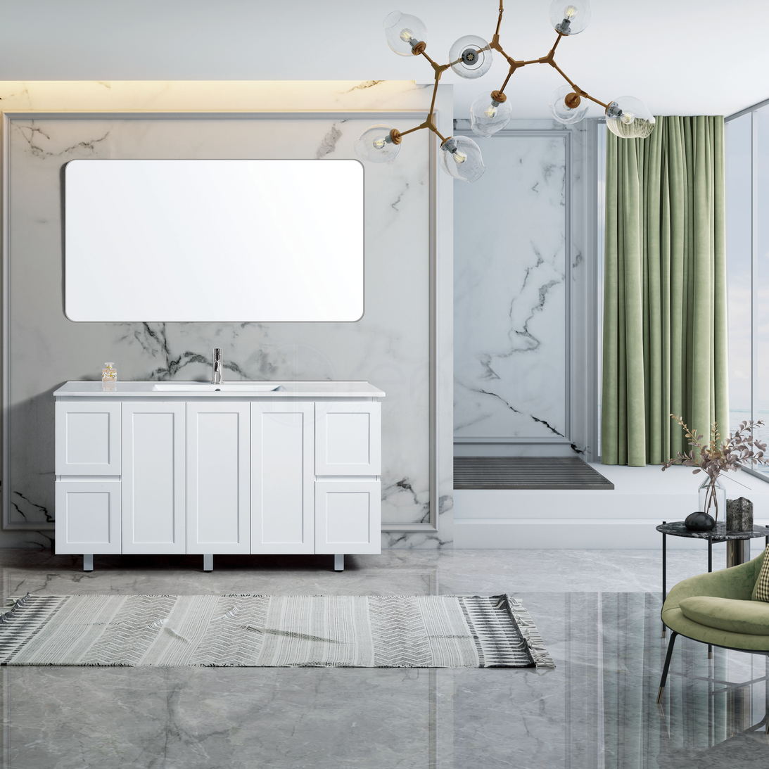 Shaker 1500mm Plywood Bathroom Vanity Double Ceramic Basin
