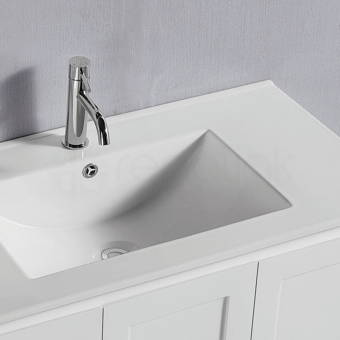 Shaker Plywood 600mm Wall Hung Bathroom Vanity Right Drawers Ceramic Basin