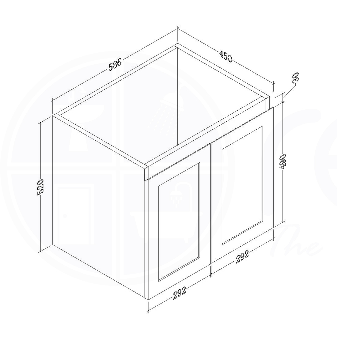Shaker Plywood 600mm Wall Hung Bathroom Vanity Right Drawers Calacatta Stone