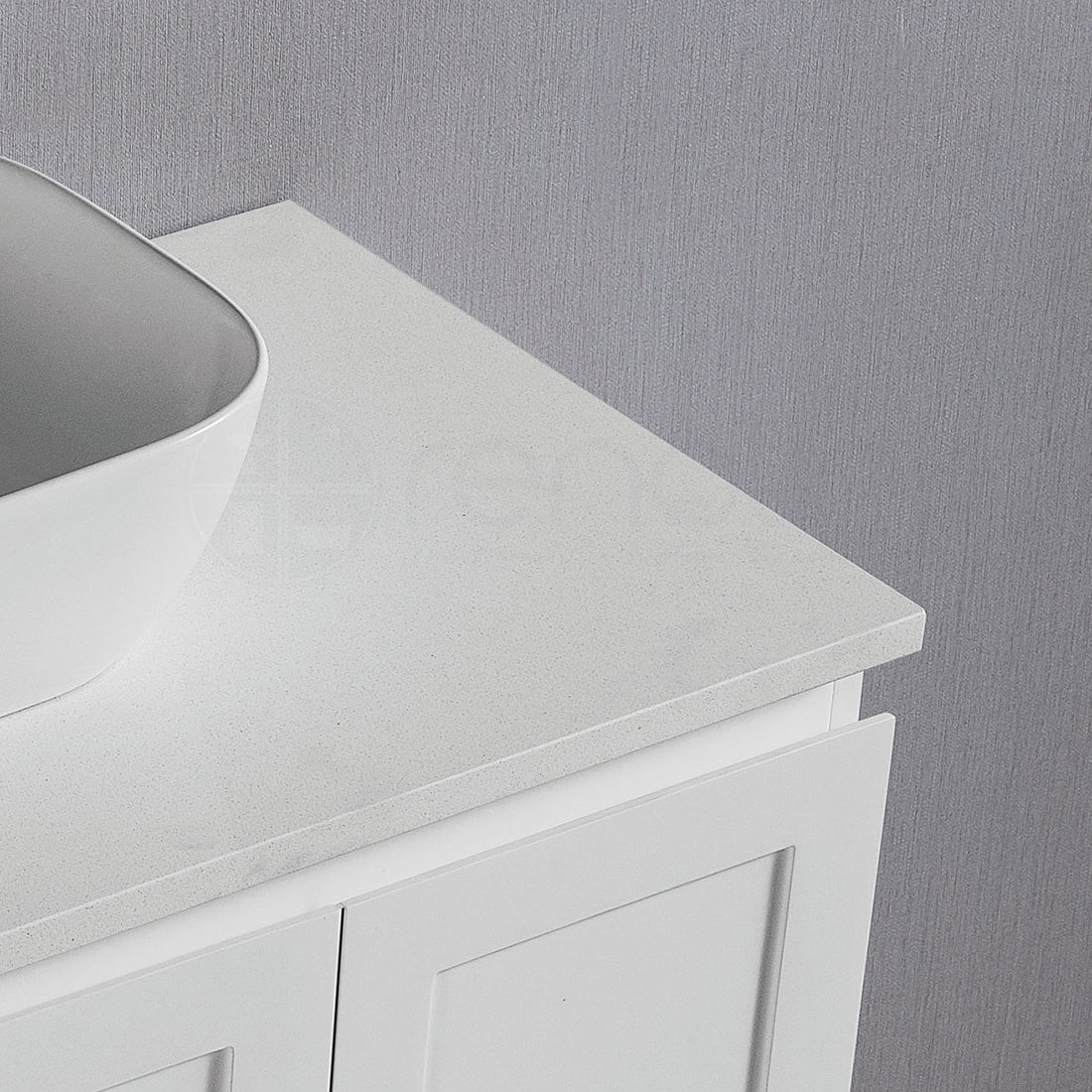 Shaker Plywood 600mm Wall Hung Bathroom Vanity Right Drawers White Stone