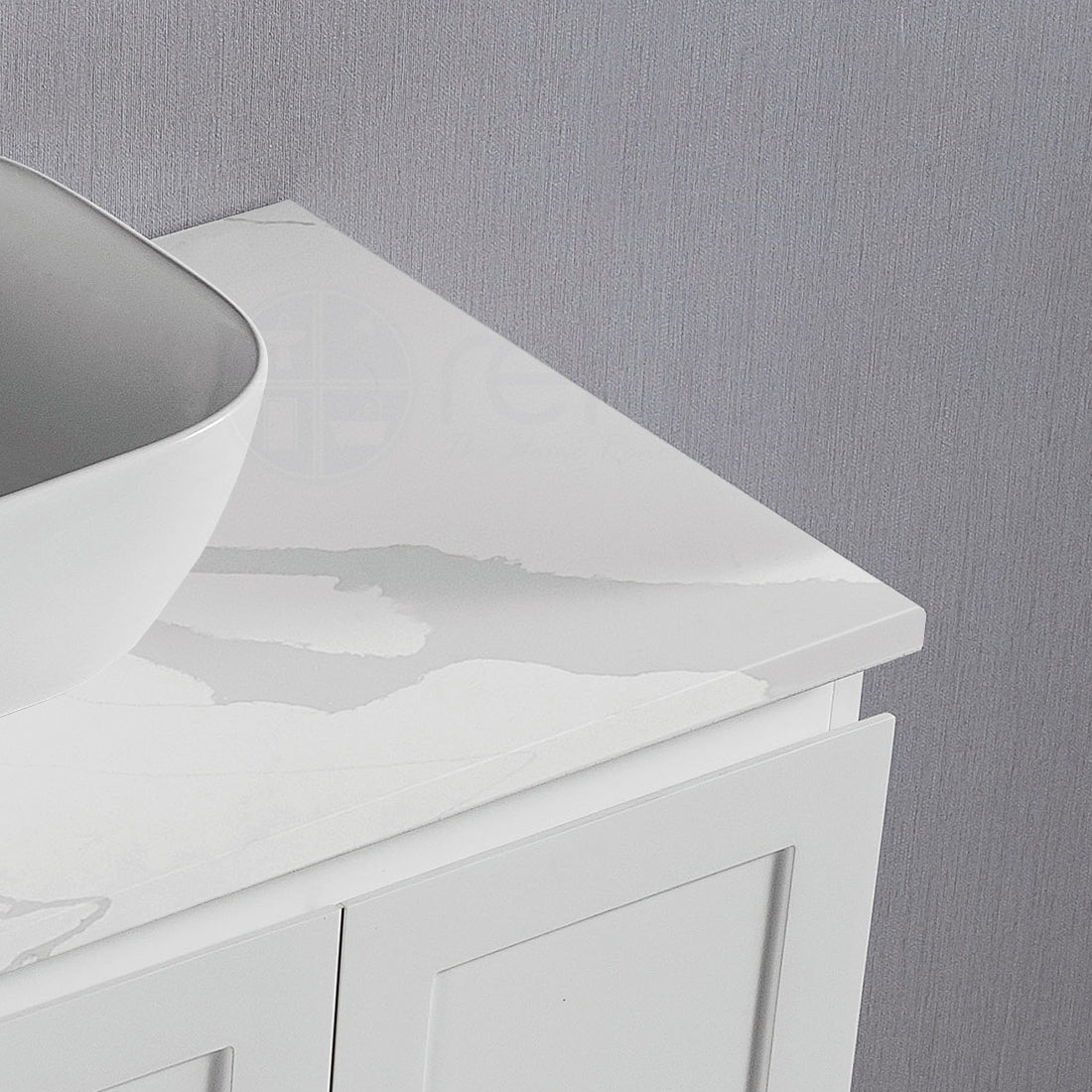 Shaker 750mm PVC Wall Hung Bathroom Vanity Calacatta Quartz Stone