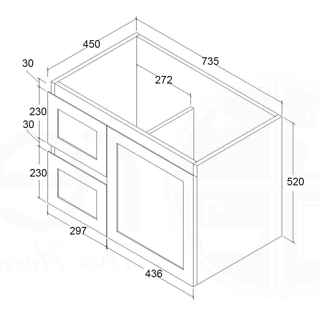 Shaker 750mm PVC Wall Hung Bathroom Vanity White Quartz Stone