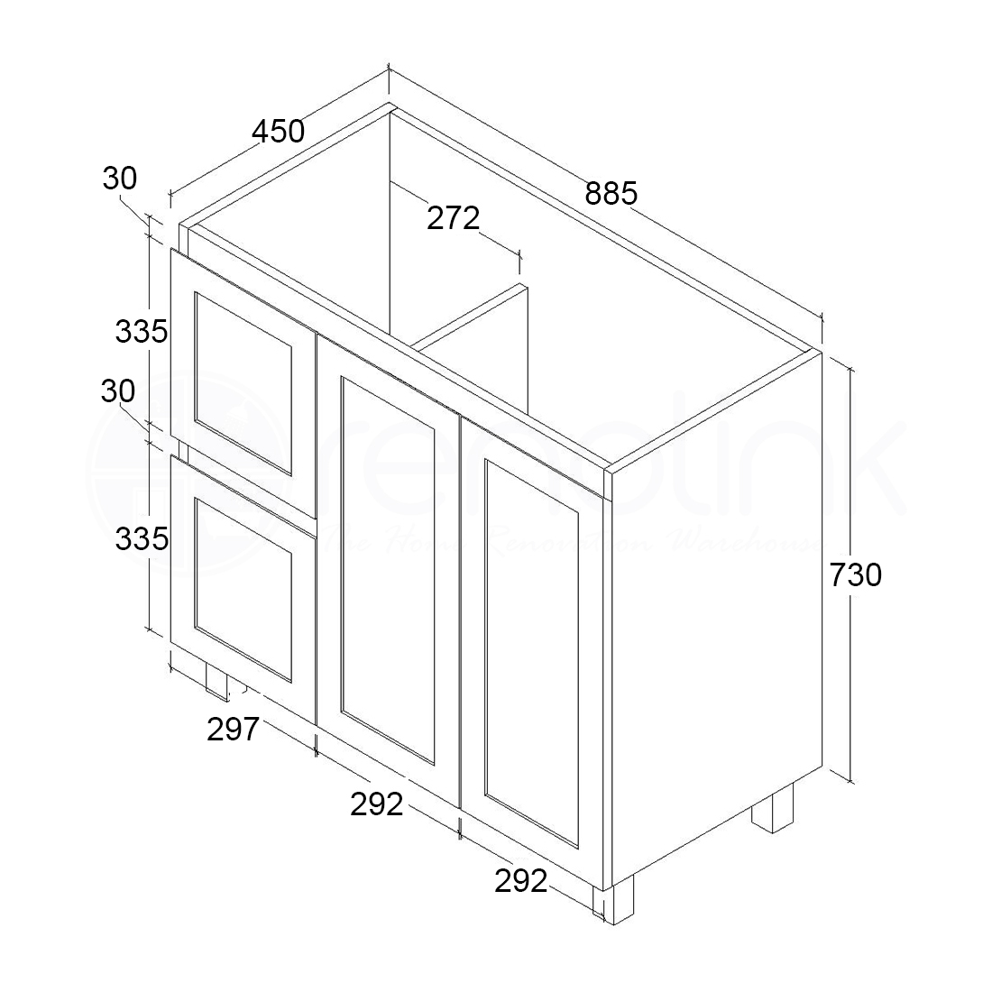 Shaker 900mm Left Drawer Plywood Bathroom Vanity Ceramic Basin