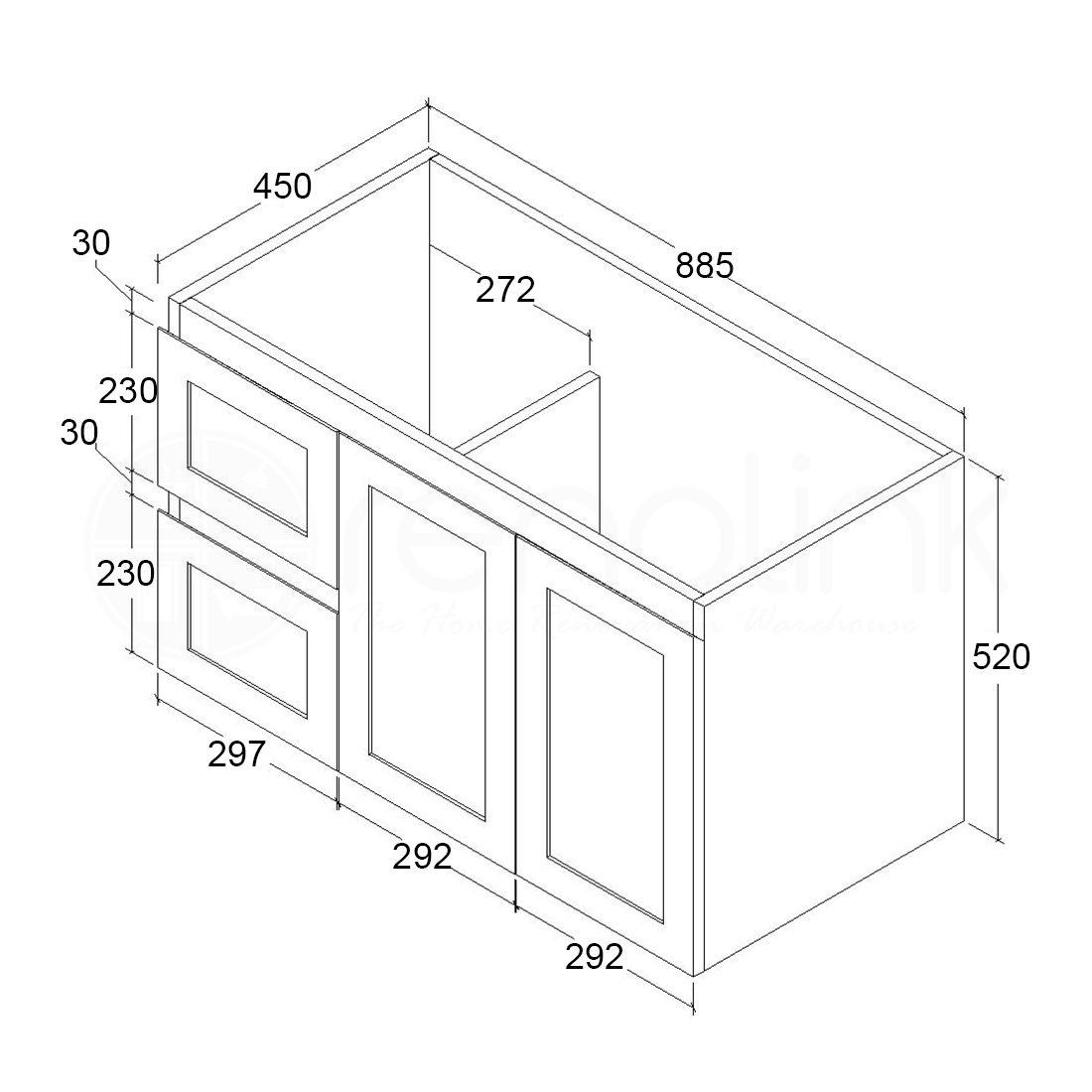Shaker 900mm PVC Wall Hung Bathroom Vanity Ceramic Basin
