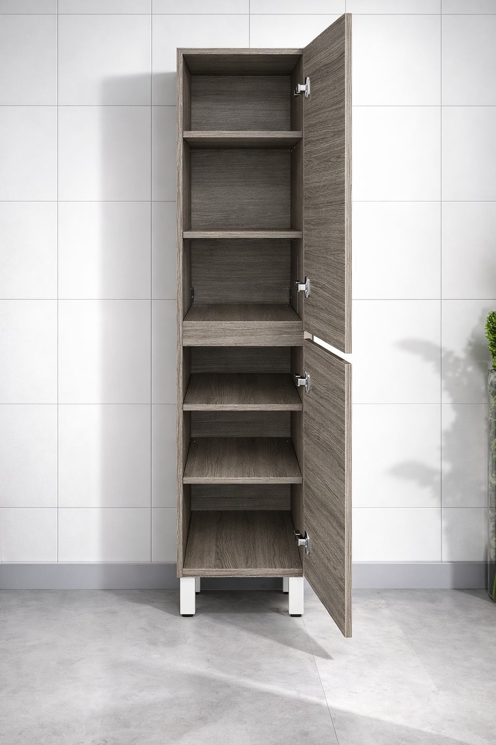 Vellena PVC Water Proof Wash White Bathroom Tallboy Cabinet Wall Hung Legs