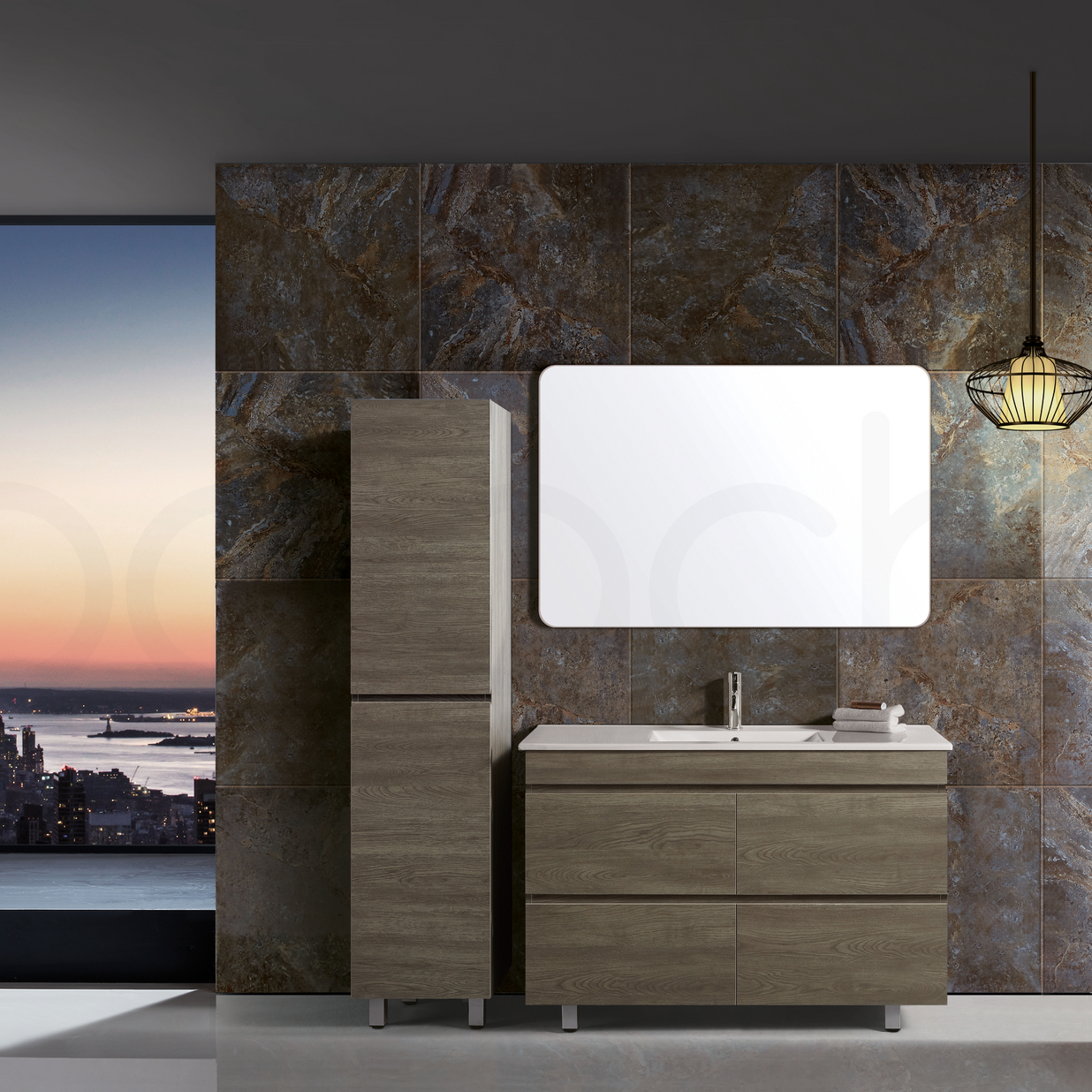 Vellena 1200mm PVC Water Proof Wash White Bathroom Vanity Ceramic Basin