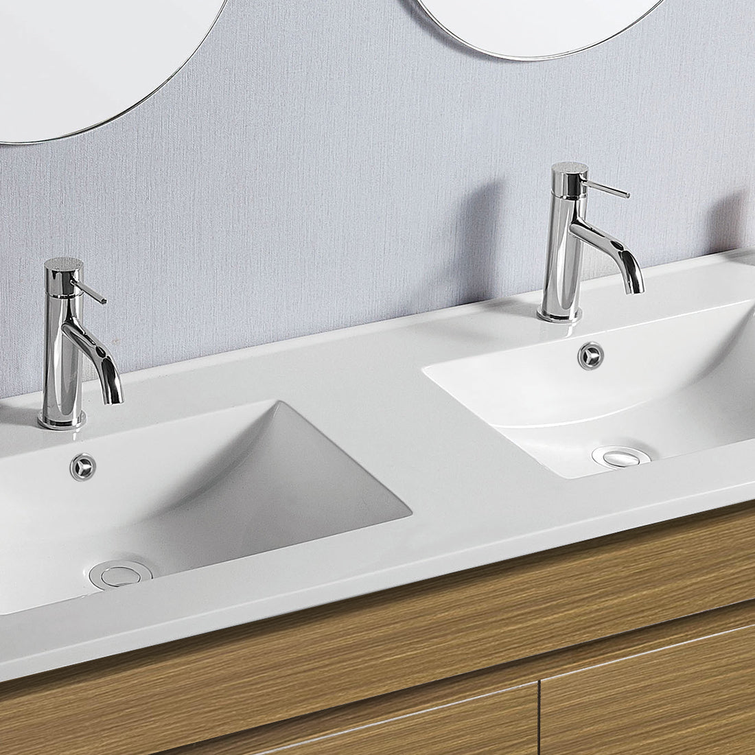 Vellena 1200mm Plywood Prime Oak Bathroom Vanity Double Ceramic Basin
