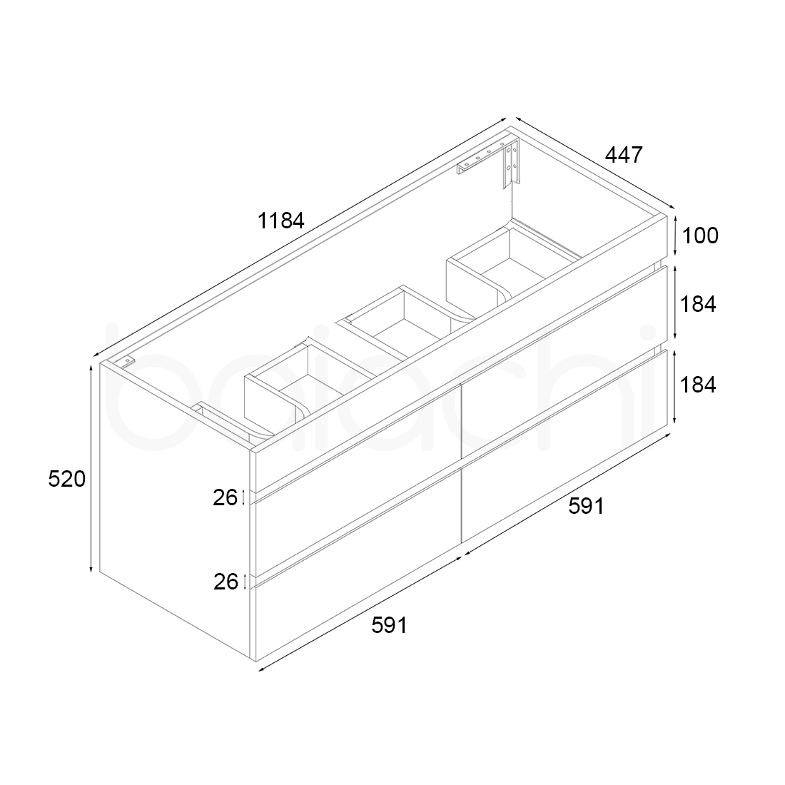 Vellena 1200mm PVC Water Proof Prime Oak Wall Hung Bathroom Vanity Cabinet