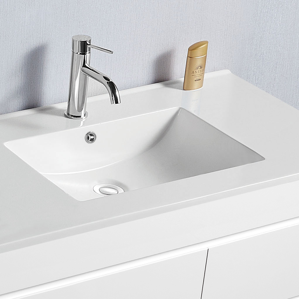 Vellena 1500mm PVC Water Proof Matte White Wall Hung Bathroom Vanity Poly Marble Basin