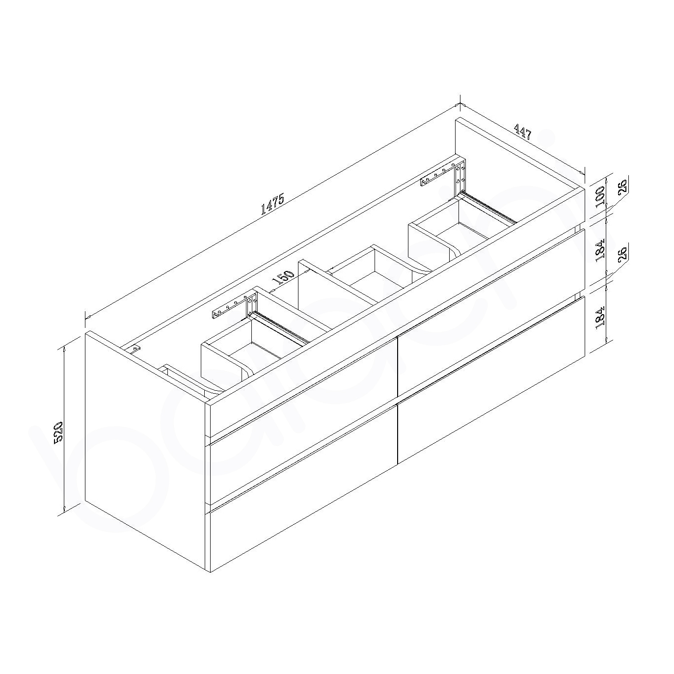 Vellena 1500mm PVC Water Proof Matte White Wall Hung Bathroom Vanity Poly Marble Basin