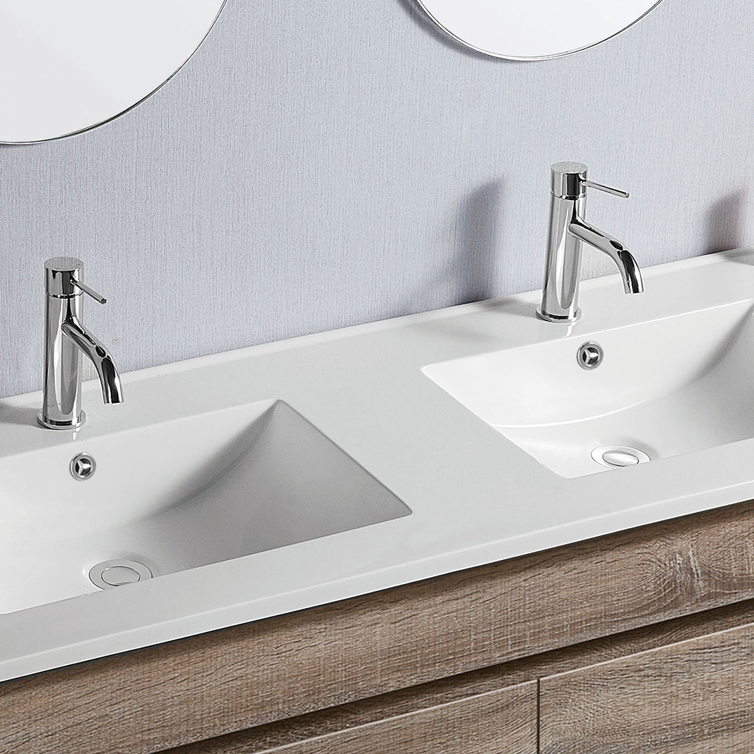 Vellena 1500mm PVC Water Proof Prime Oak Wall Hung Bathroom Vanity Double Poly Marble Basin