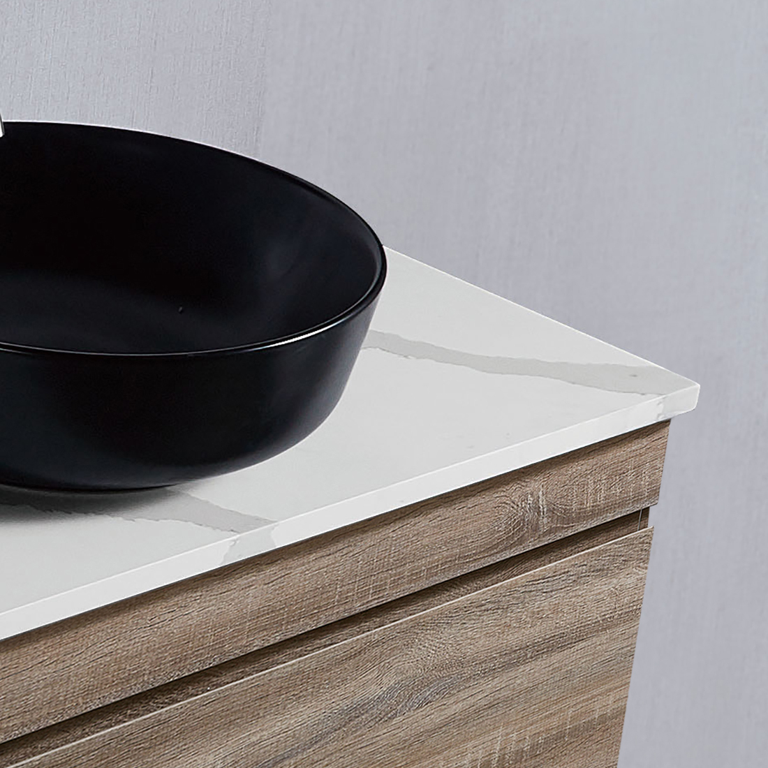 Vellena 600mm PVC Water Proof Prime Oak Bathroom Vanity Calacatta Quartz Stone