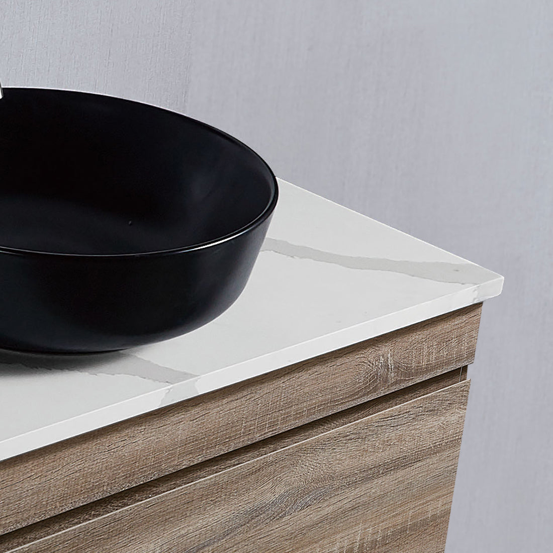 Vellena 600mm PVC Water Proof Prime Oak Bathroom Vanity Calacatta Quartz Stone