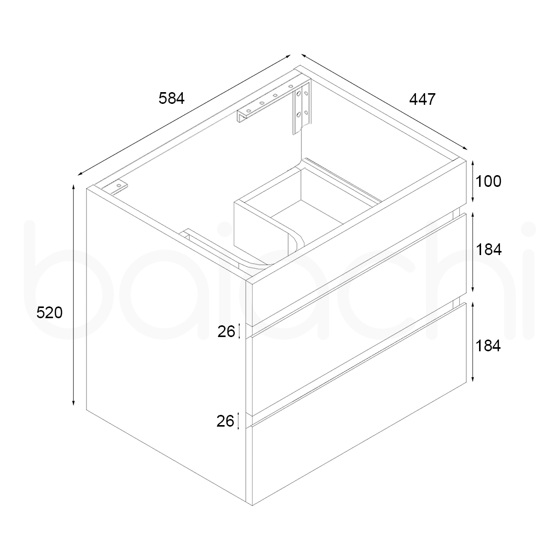 Baiachi vellena 600mm Plywood Empire Oak Wall Hung Bathroom Vanity Cabinet
