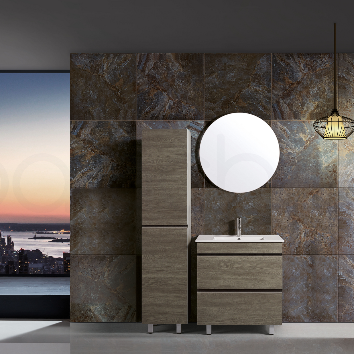 Vellena 750mm PVC Water Proof Wash White Bathroom Vanity Ceramic Basin