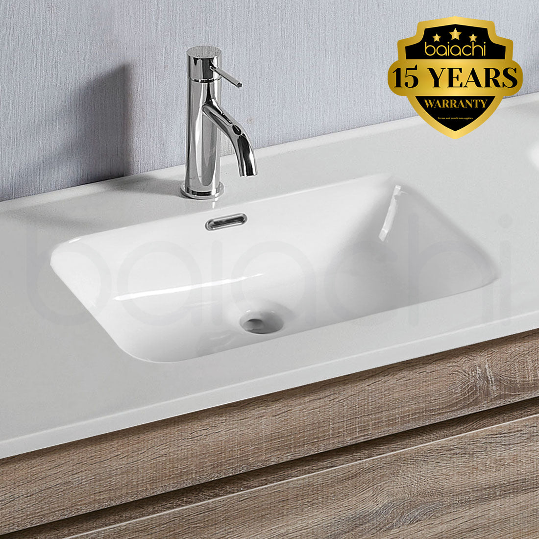 Vellena Plywood 750mm Wall Hung Prime Oak Bathroom Vanity Ceramic Basin
