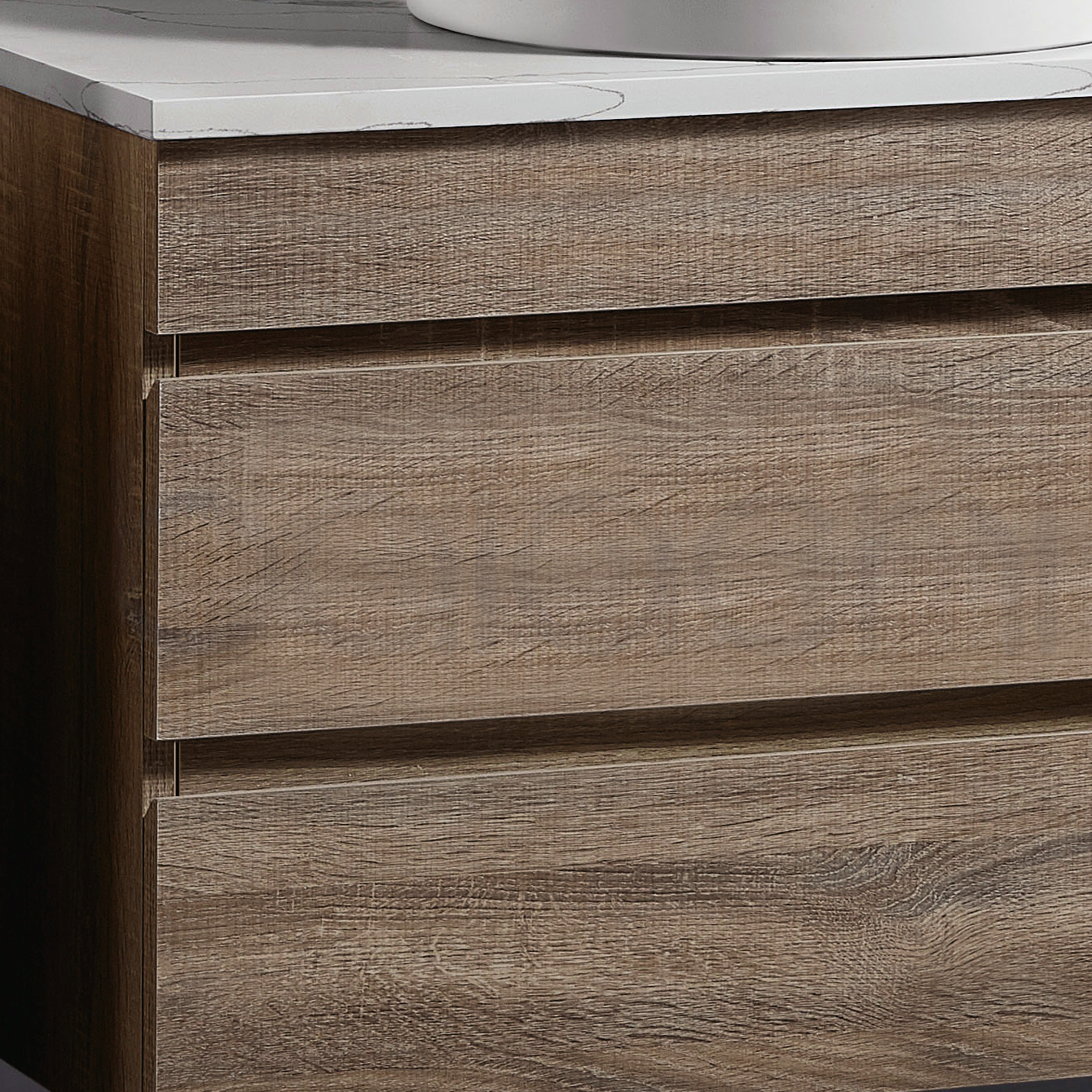 Vellena 750mm PVC Water Proof Prime Oak Wall Hung Bathroom Vanity Calacatta Quartz Stone