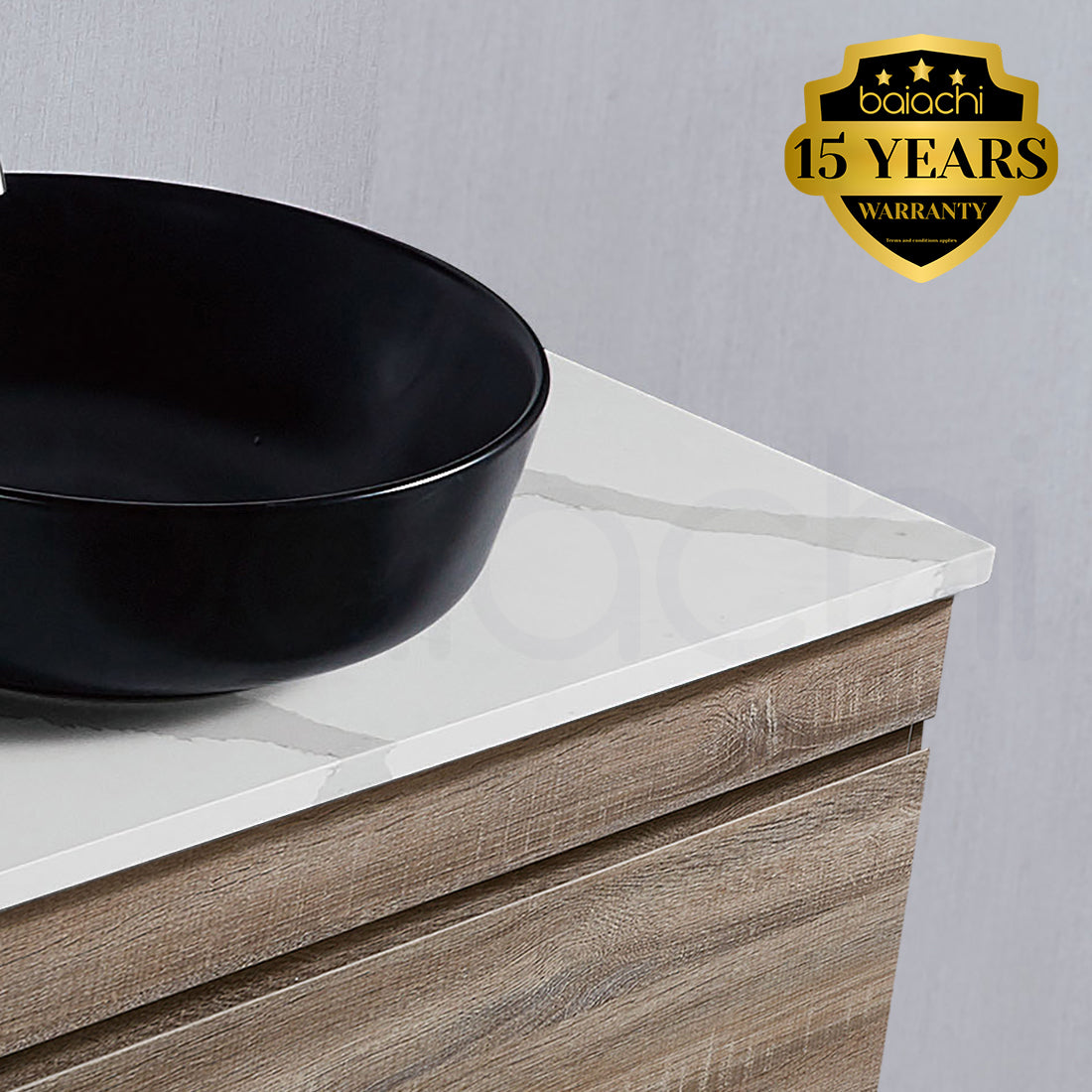 Vellena Plywood 750mm Prime Oak Bathroom Vanity Calacatta Stone