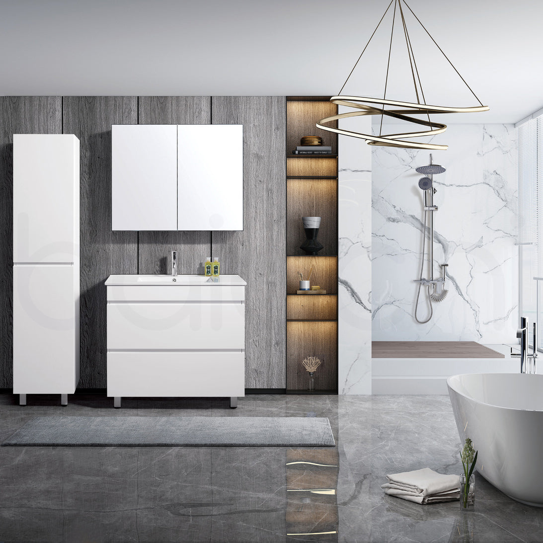 Vellena 900mm PVC Water Proof Bathroom Vanity Ceramic Basin