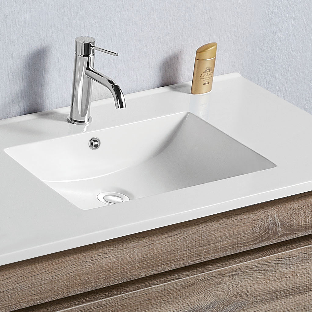 Vellena 900mm PVC Water Proof Prime Oak Bathroom Vanity Ceramic Basin