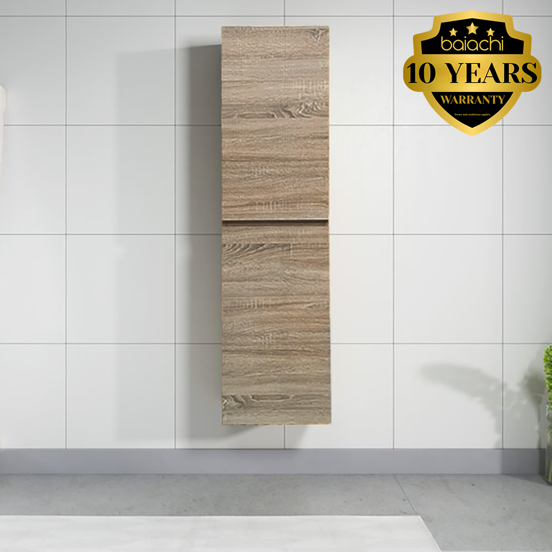Baiachi Vellena plywood Prime Oak Bathroom Tallboy