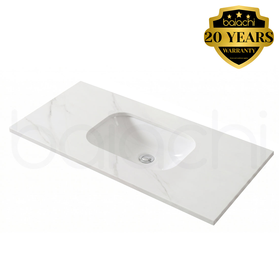 Baiachi 750mm Calacatta Quartz with Undercounter Stone Ceramic Basin
