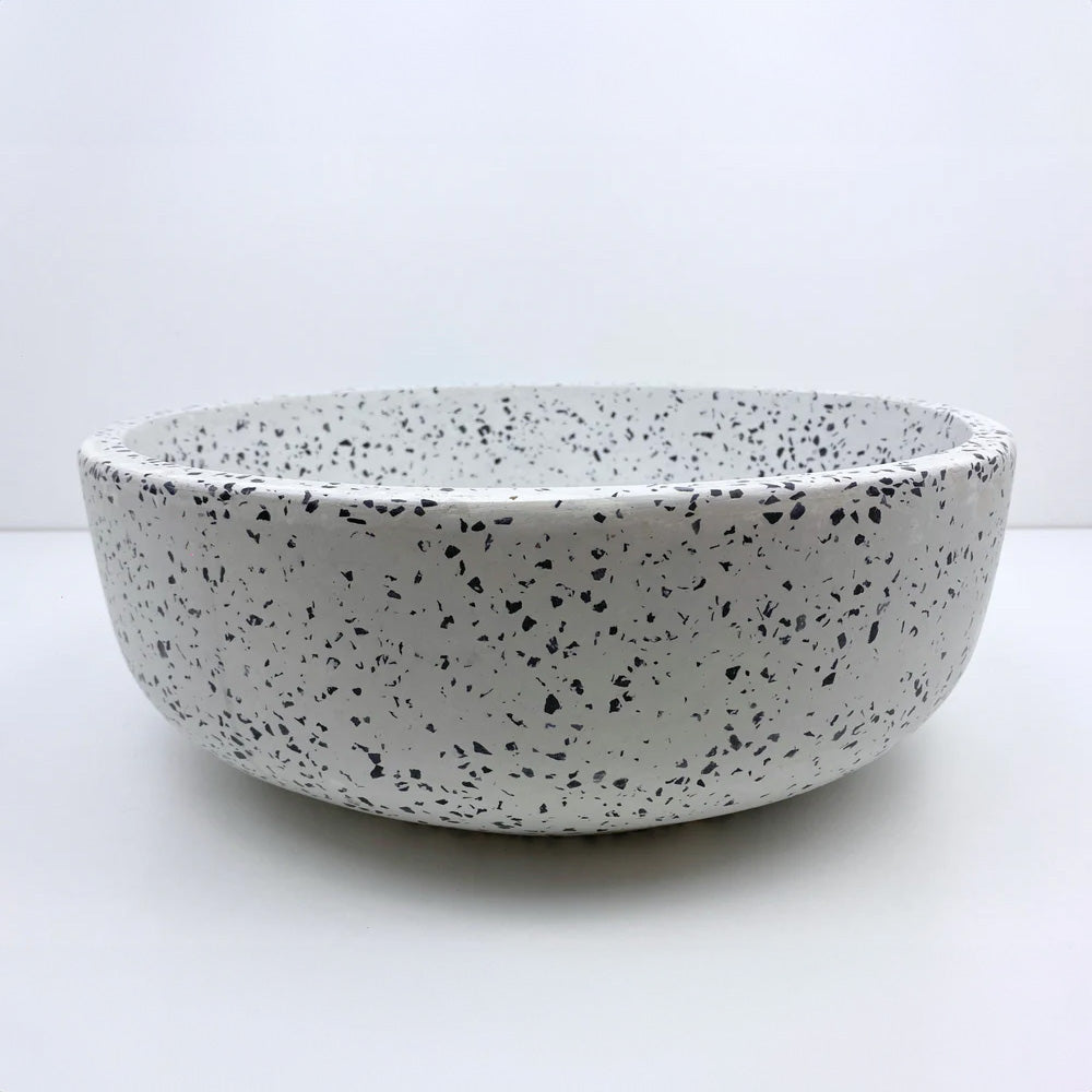 Spring Hill Designs Elios Circular Above Counter Concrete Basin White Terrazzo Black Aggregate