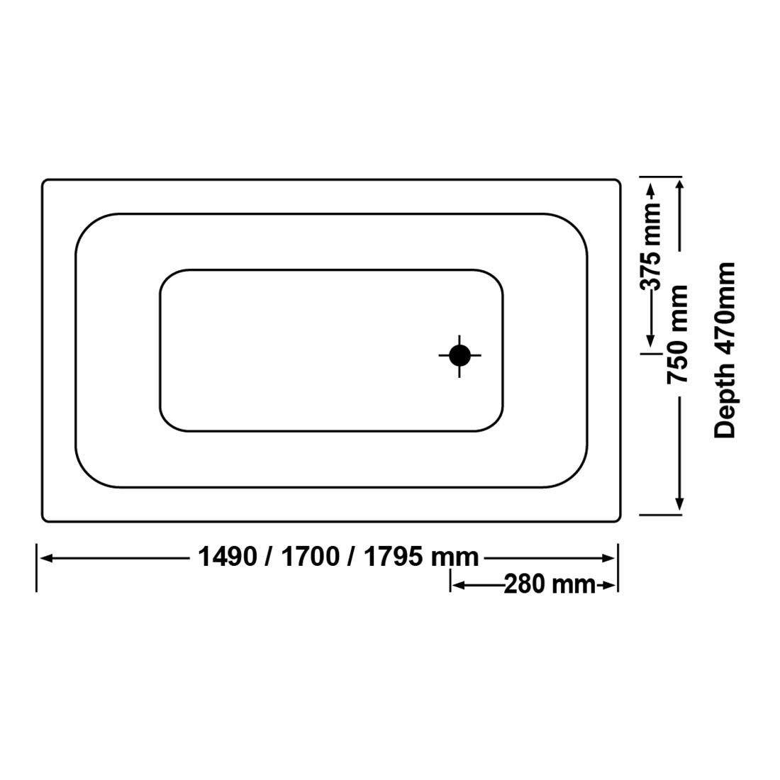 Alpha 1700mm 10 Jets Drop-in Spa Bath Hot Pump
