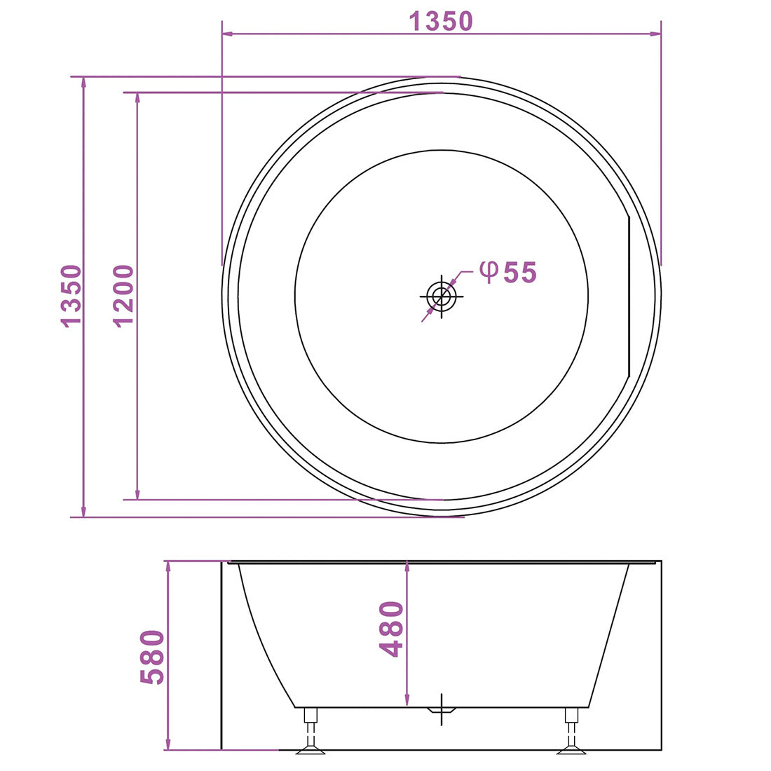 FS19 1350mm 12 Jets Freestanding Spa Bath Electronic Hot Pump