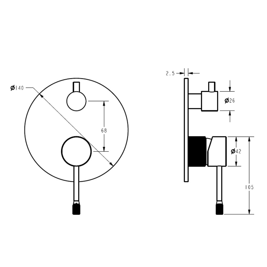 Linie Wall Mixer With Diverter Brushed Nickel