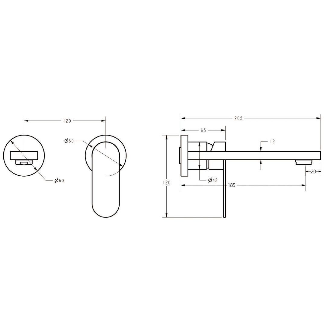 Sora SS Wall Basin Mixer Gun Metal