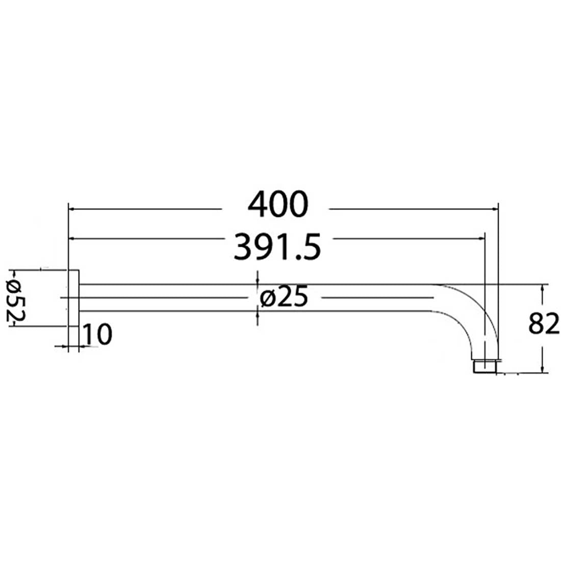 Round Wall Shower Arm Brushed Copper