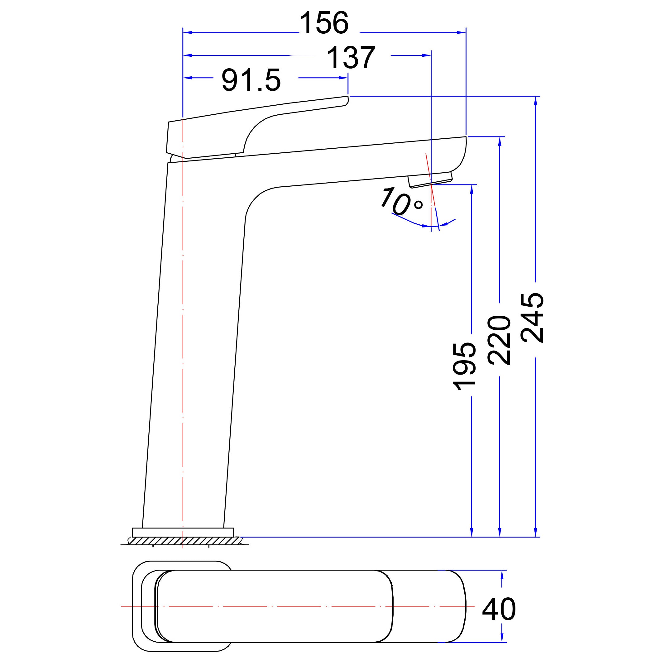 Eden Soft Square High Rise Basin Mixer Chrome
