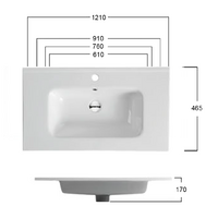 610X465X170mm Bathroom Vanity Cabinet Ceramic Wash Basin Sink Top White 60Q