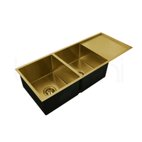 1110X440 Handmade Laundry Kitchen Sink Top/Under Mount Brushed Gold
