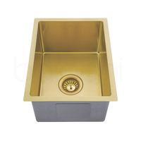340X440mm Handmade Laundry Kitchen Sink Top/Under Mount Brushed Gold Stainless Steel