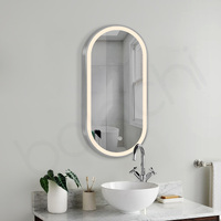 Baiachi Cora LED Oval 450mmx900mm Frame Mirror Brushed Silver